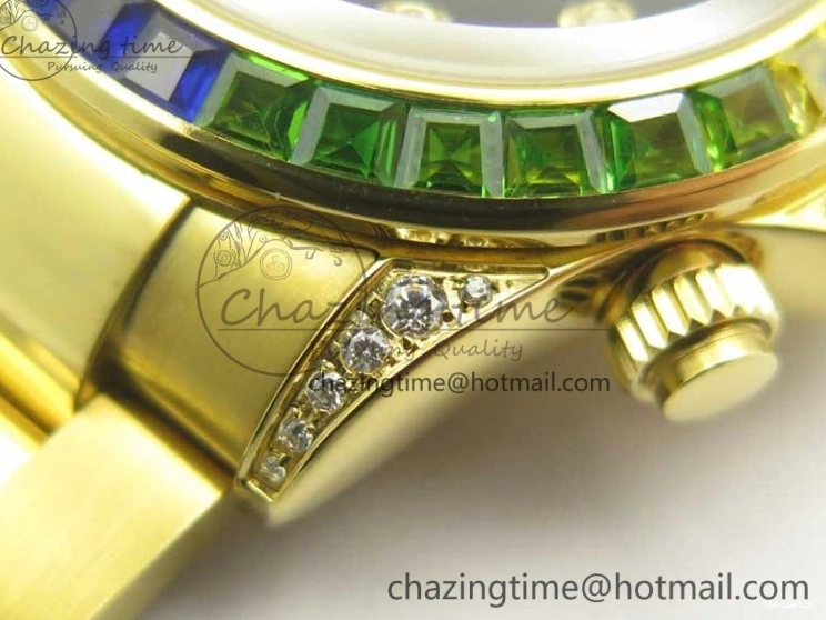 Edition Crystal Best BLF Bracelet on Black Dial YG YG Rainbow Daytona A4130 116589RBOW 0316